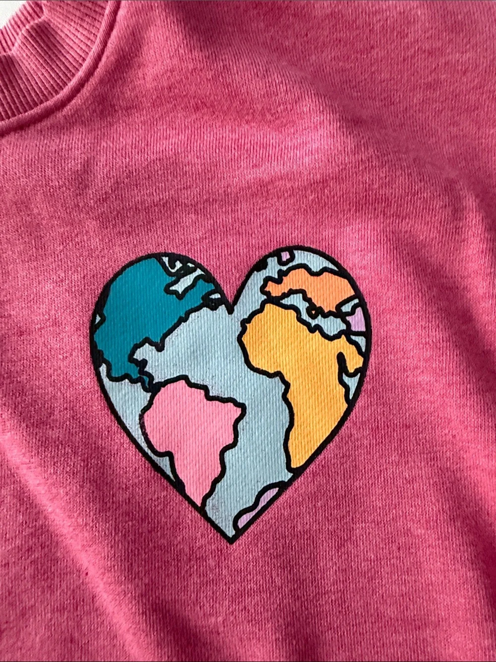 Old Navy Bright Pink Heart Globe Sweatshirt